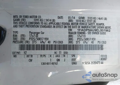 2014 Ford C-Max Hybrid Se from USA, damaged, VIN 1FADP5AU9EL501962
